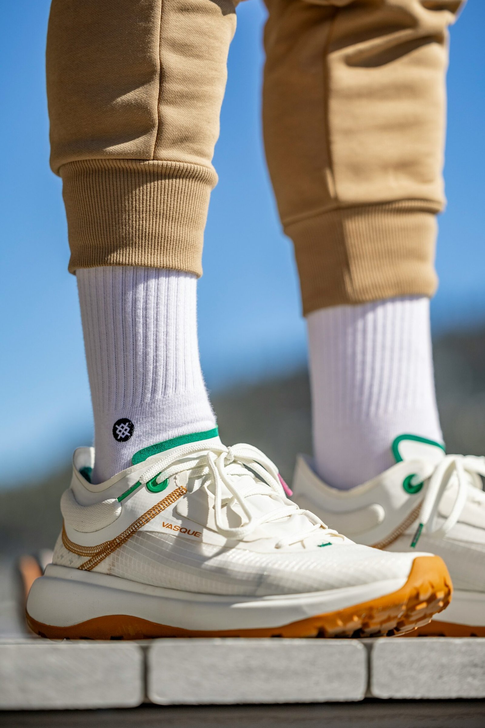 Close-up of sneakers with white socks